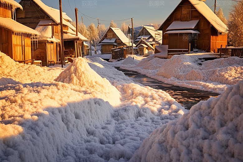 东北雪乡风光大雪素材