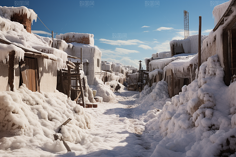 东北雪乡雪景大雪素材