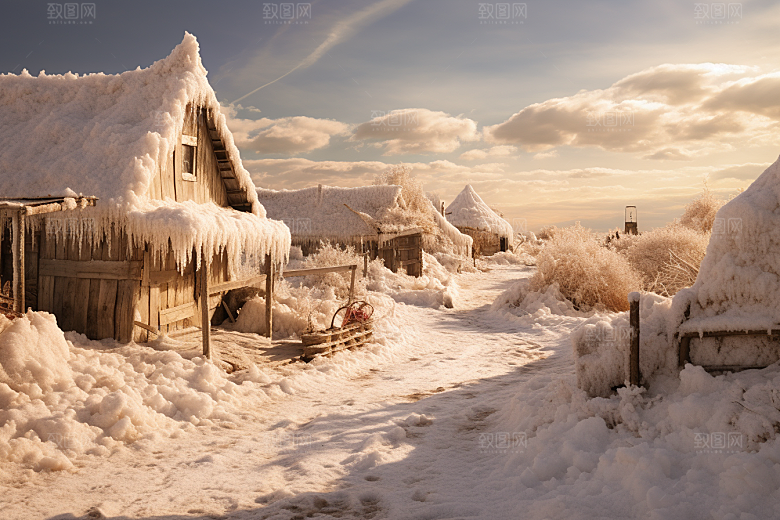 东北雪乡雪景旅游素材