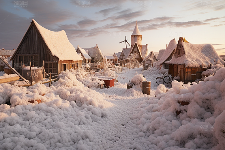 东北雪乡哈尔滨雪景素材