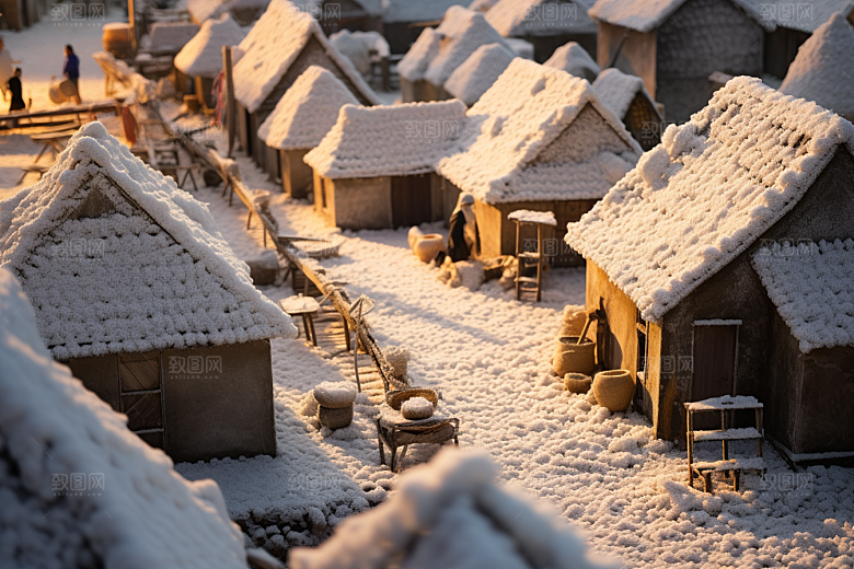东北雪乡景区大雪素材