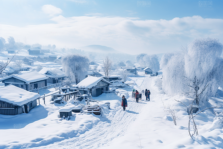 东北雪乡北方景区素材