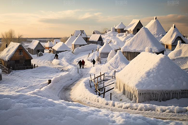 东北雪乡雪景高清素材