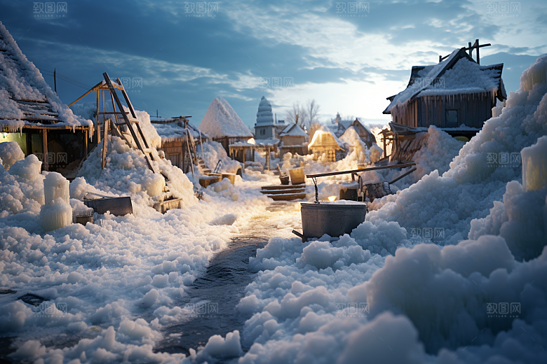 东北雪乡景区雪景素材