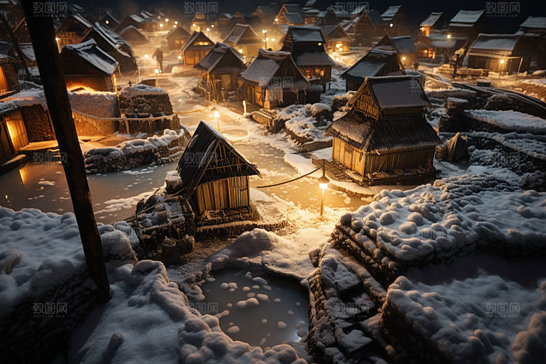 东北雪乡大雪雪景素材