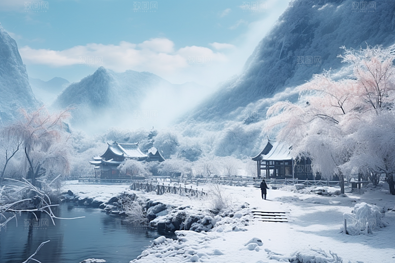 东北雪乡雪景大雪素材