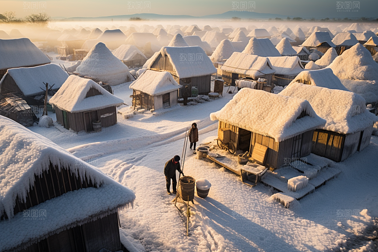 东北雪乡景区北方素材