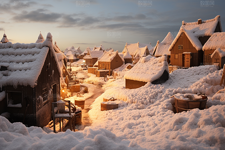 东北雪乡大雪旅游素材