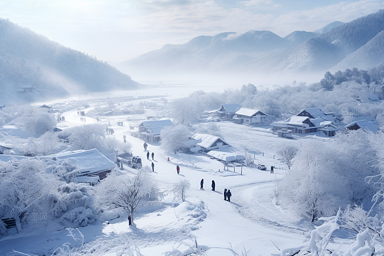 东北雪乡哈尔滨大雪素材