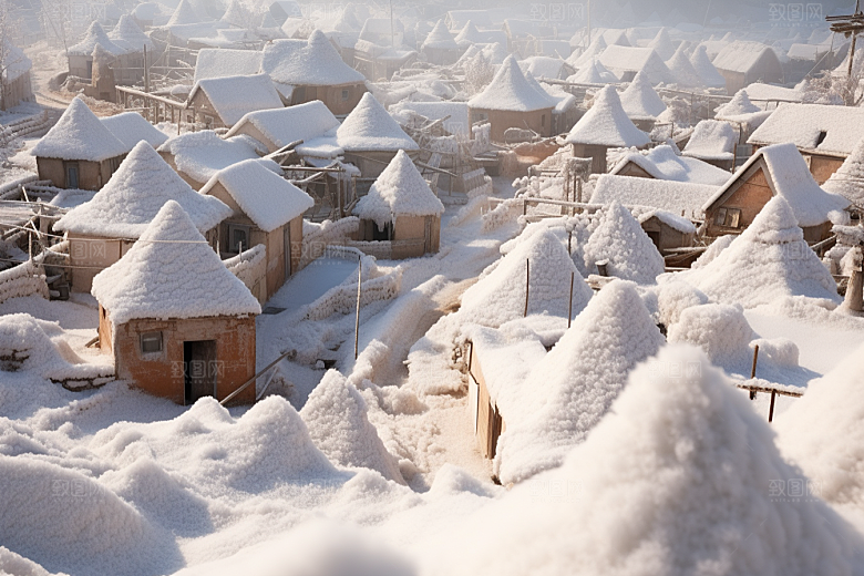 东北雪乡景区高清素材