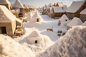 东北雪乡雪景景区素材