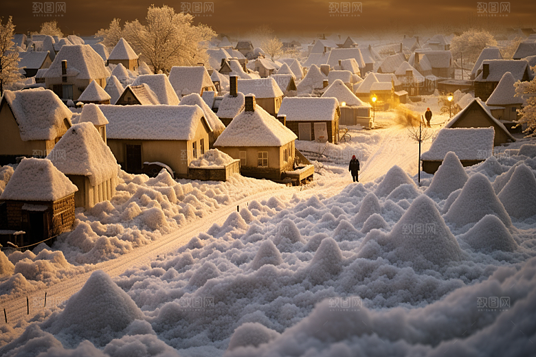 东北雪乡旅游雪景素材