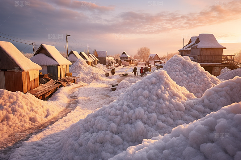 东北雪乡雪景景区素材