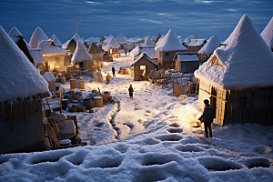 东北雪乡旅游景区素材