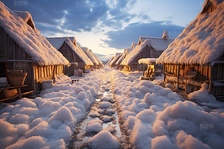 东北雪乡高清北方素材