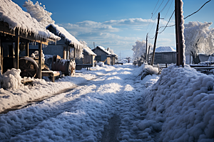 东北雪乡雪景风光素材