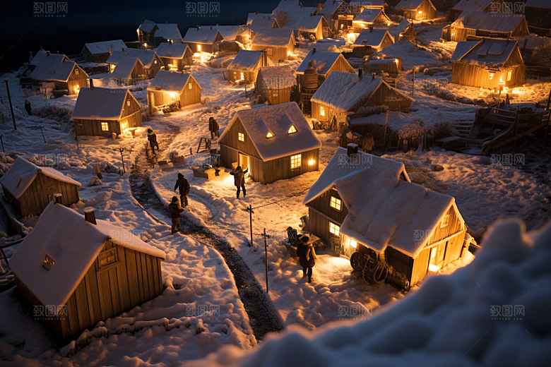 东北雪乡景区高清素材