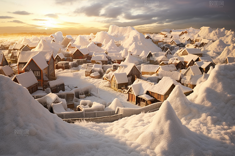 东北雪乡雪景大雪素材