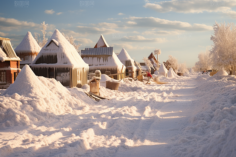 东北雪乡雪景旅游素材