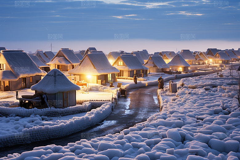 东北雪乡大雪风光素材