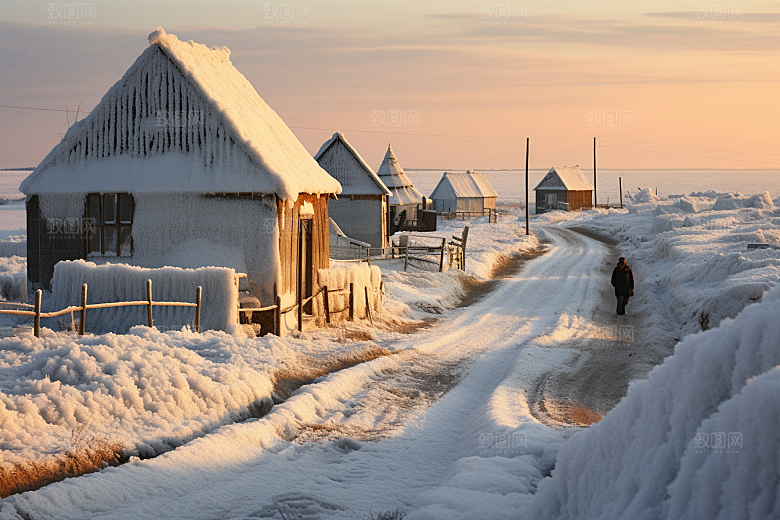 东北雪乡雪景旅游素材