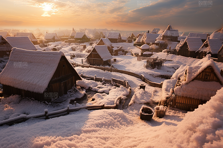 东北雪乡雪景高清素材