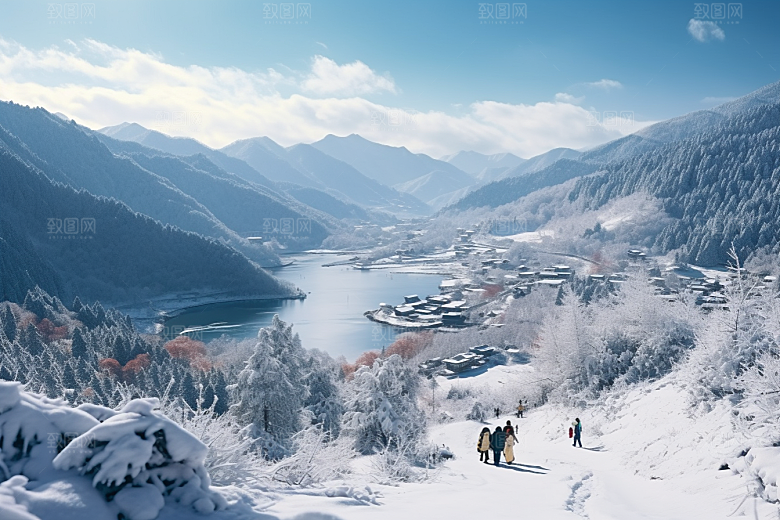 东北雪乡大雪景区素材