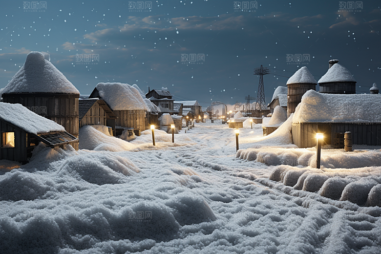 东北雪乡雪景大雪素材