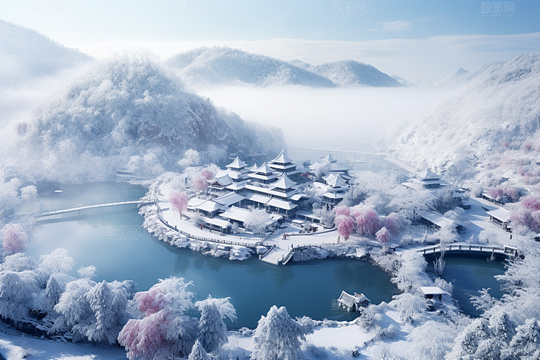 东北雪乡雪景高清素材
