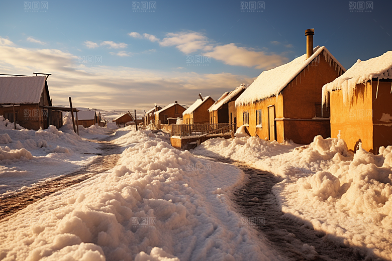 东北雪乡雪景风光素材
