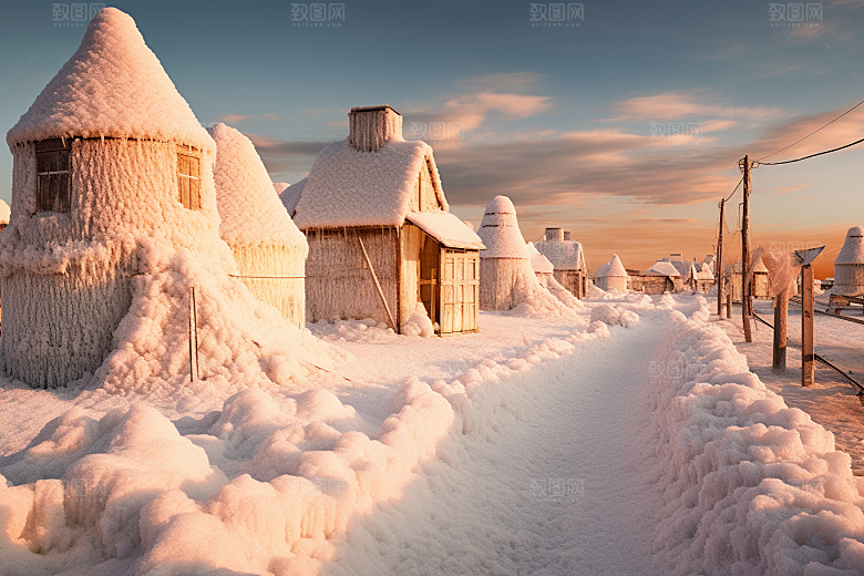 东北雪乡景区高清素材