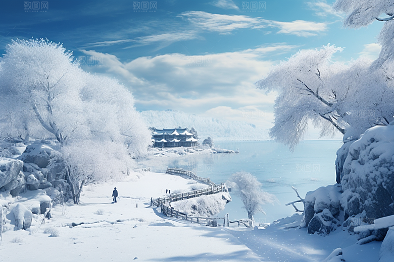 东北雪乡雪景大雪素材