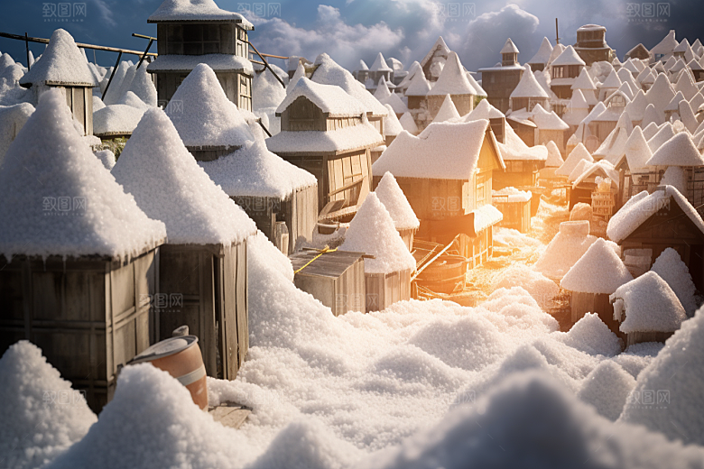东北雪乡雪景大雪素材