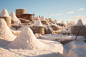 东北雪乡大雪雪景素材