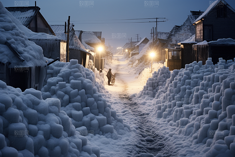 东北雪乡雪景风光素材