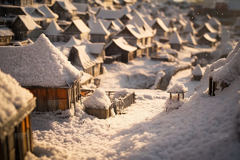东北雪乡雪景高清素材
