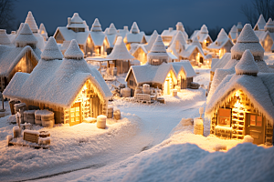 东北雪乡雪景景区素材