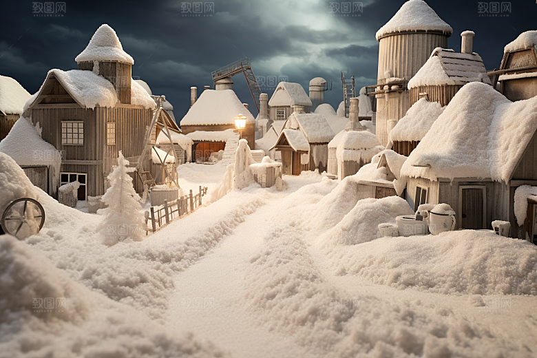 东北雪乡雪景哈尔滨素材