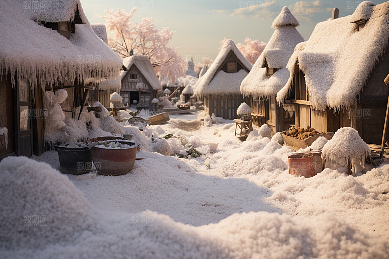 东北雪乡景区大雪素材