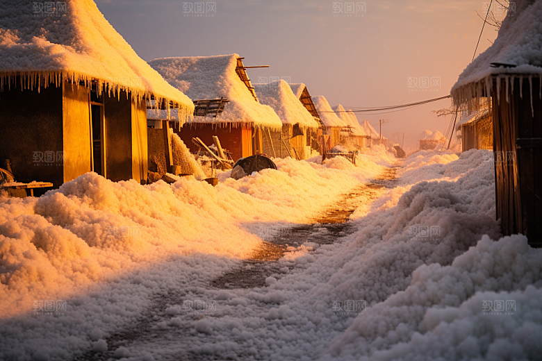 东北雪乡雪景北方素材