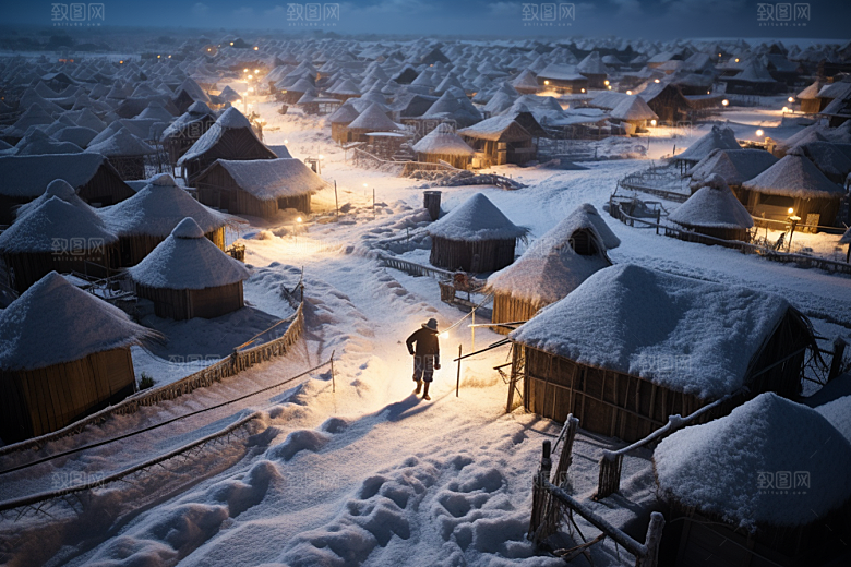 东北雪乡哈尔滨大雪素材