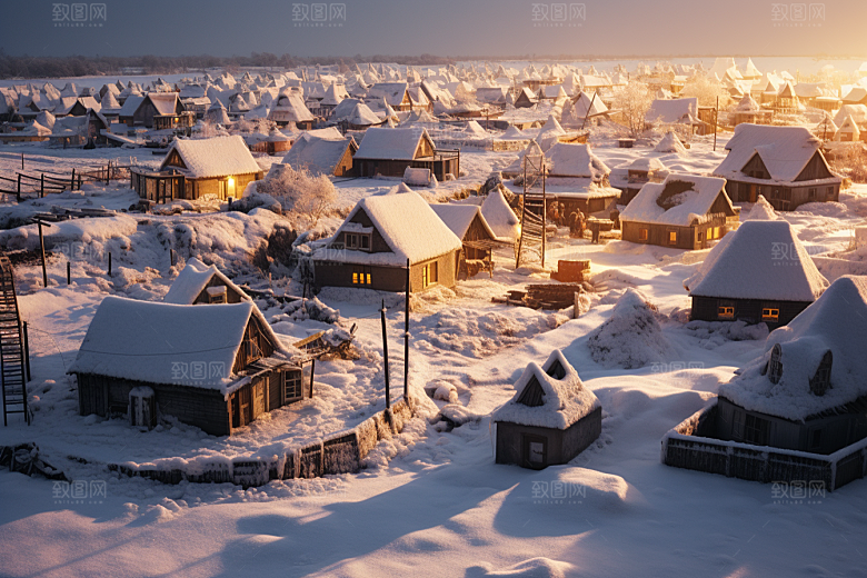 东北雪乡雪景哈尔滨素材