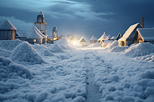 东北雪乡雪景风光素材