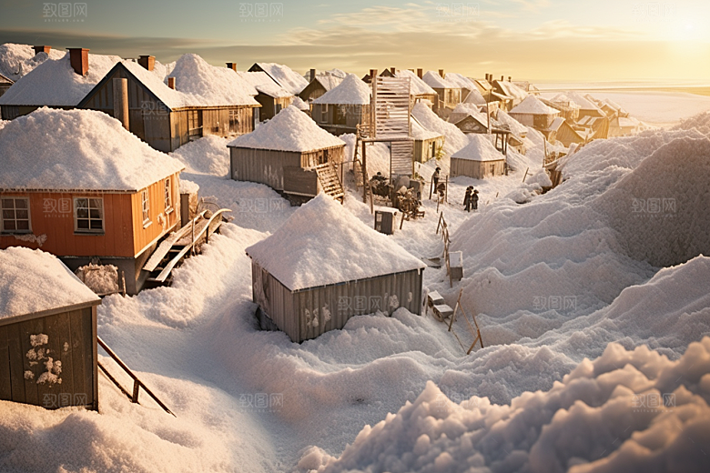 东北雪乡雪景风光素材