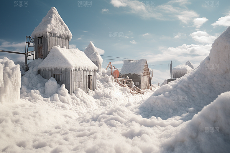 东北雪乡雪景大雪素材