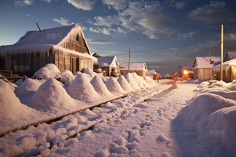 东北雪乡雪景北方素材