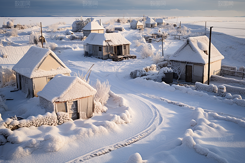 东北雪乡景区大雪素材