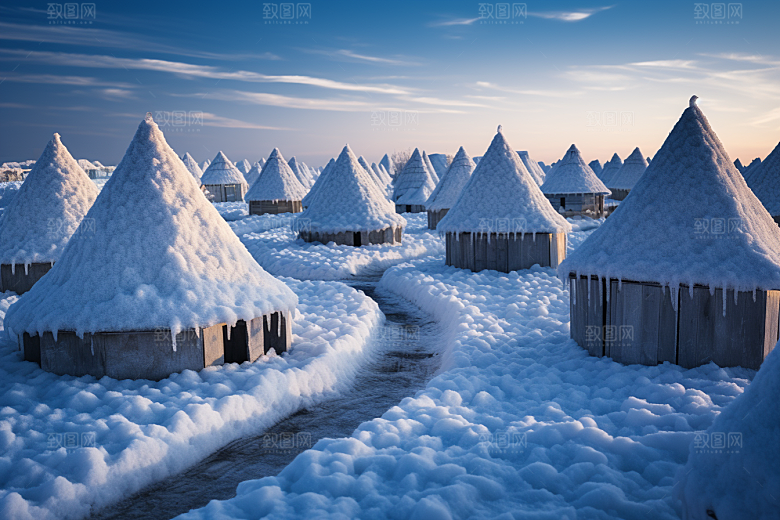 东北雪乡风光大雪素材