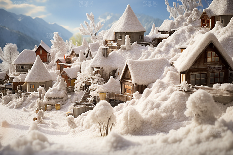 东北雪乡景区北方素材