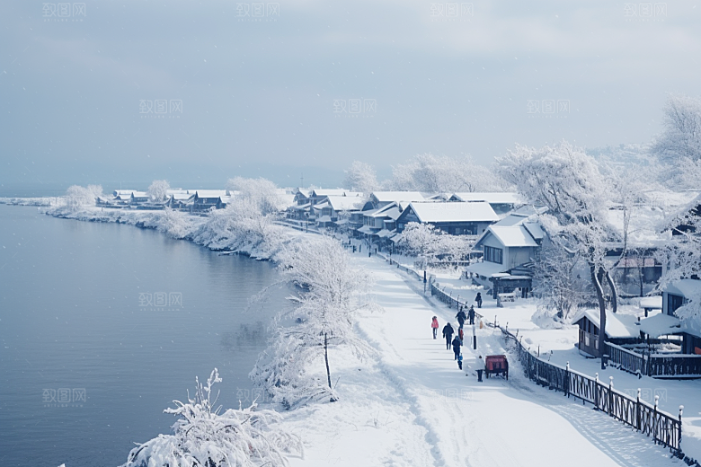 东北雪乡大雪景区素材